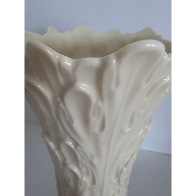 Lenox Vintage Lenox Ivory Porcelain Vase With Sculpted Foliate Relief, Usa Neoclassical Decor For Sale - Image 4 of 7