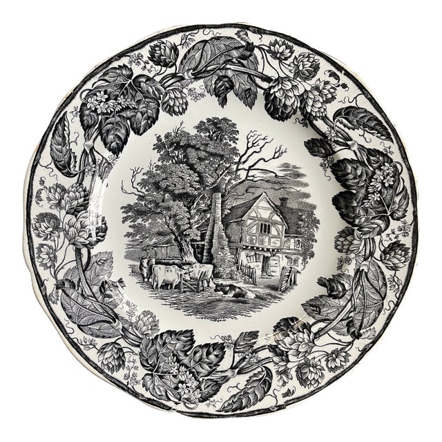 Antique Copeland Black English Transferware Plate For Sale