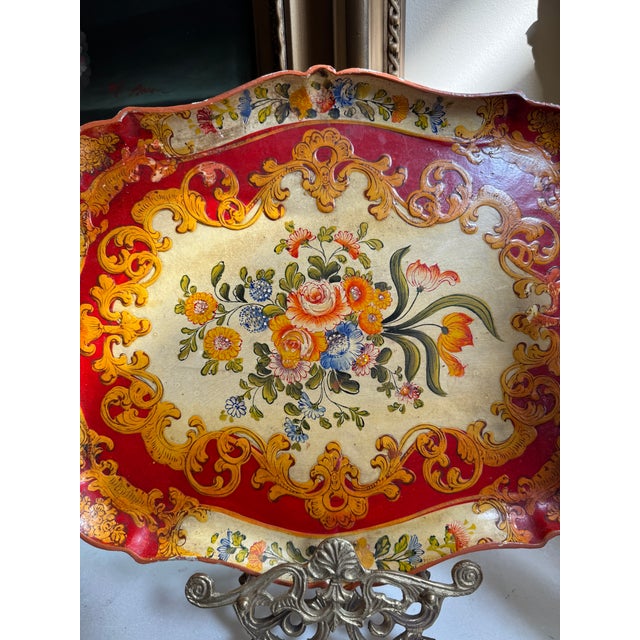 Beautiful vintage Japanese papier-mâché serving tray dating to approximately the 1940s–1950s. The tray features an ornate...