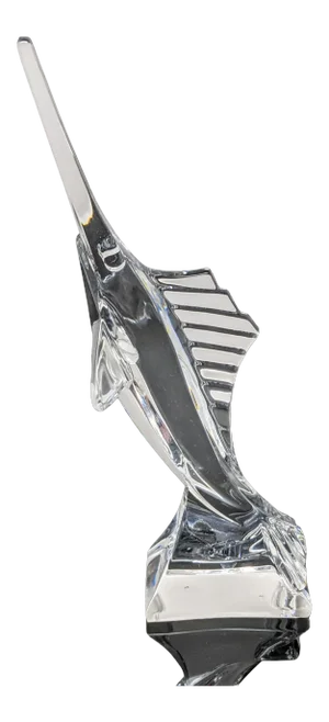Vintage 1990s J G Durand Regency Crystal Figural Swordfish Paperweight Signed - Made in France