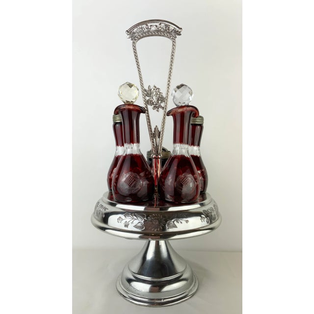 Victorian Late 19th Century Ruby Cruet / Castor Set - 10 Pieces For Sale - Image 3 of 13