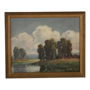 Painting of Sauvie's Island Oregon by Clyde Leon Keller (1872-1962)