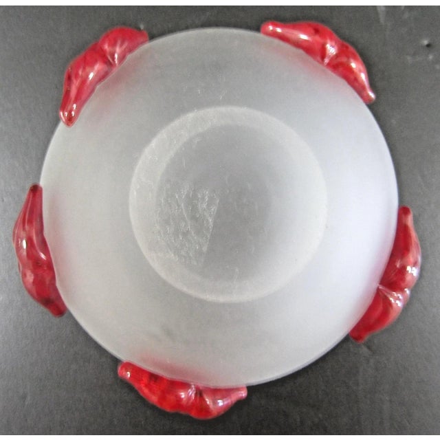 White Borowski Satin Finish Lips Studio Glass Bowl Signed to Base For Sale - Image 8 of 9