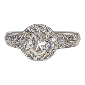 Natural Diamond Halo Engagement Ring, Size 6