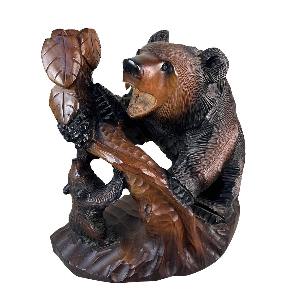 Hokkaido Kibori Kuma Bear Carving in Wood, Japan, 1950s