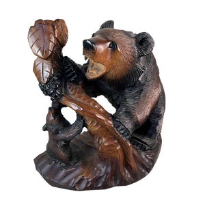 Hokkaido Kibori Kuma Bear Carving in Wood, Japan, 1950s