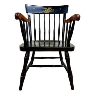 Vintage Nichols & Stone Hitchcock Style Hand Decorated Arm Chair For Sale