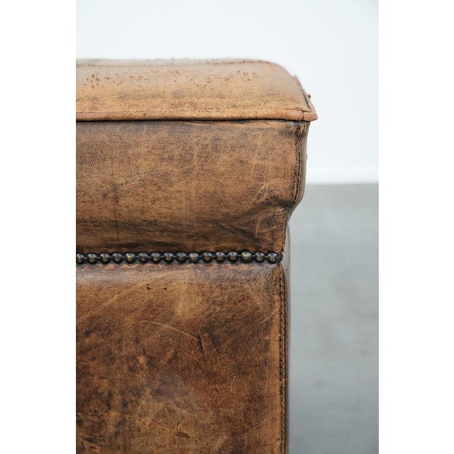 Animal Skin Vintage Square Sheepskin Pouf or Footstool For Sale - Image 7 of 10