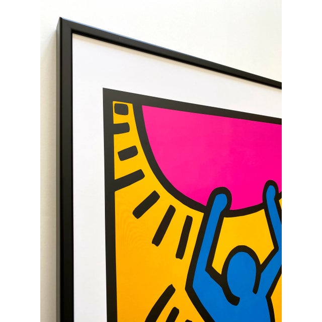Keith Haring Keith Haring Estate Vintage 1989 Lithograph Print Framed Pop Art Poster " International Youth Year " 1985 For Sale - Image 4 of 13