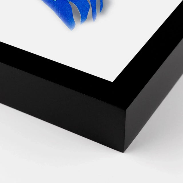 DESCRIPTION: Iris with Blue Feather Cape by Melvin G in White Framed Paper, XS Art Print SPECIFICATIONS: Type: Framed...