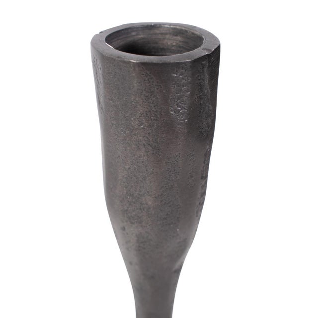 2020s Asher Sculpted Cast Aluminum Candlestick in Ebony- Short For Sale - Image 5 of 11