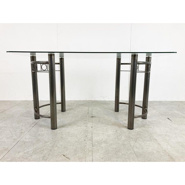 Metal Postmodern Dining Room Set, 1980s, Set of 5 For Sale - Image 7 of 16