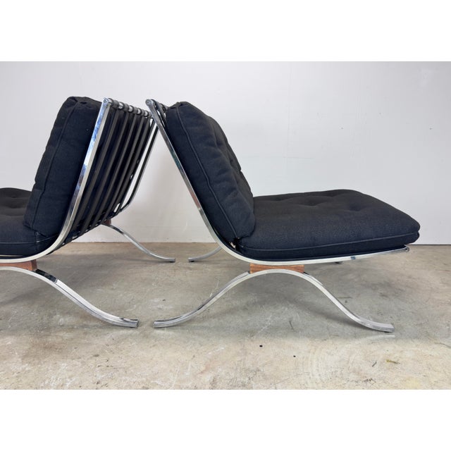 Mid Century Modern Barcelona Style Lounge Chairs by Selig Made in Italy For Sale In New York - Image 6 of 12