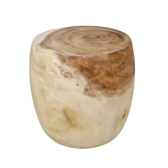 2020s Raw Acacia Drum Side Table For Sale - Image 5 of 5