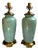 Vintage Wildwood Chinoiserie Celadon and Brass Lamps - a Pair For Sale