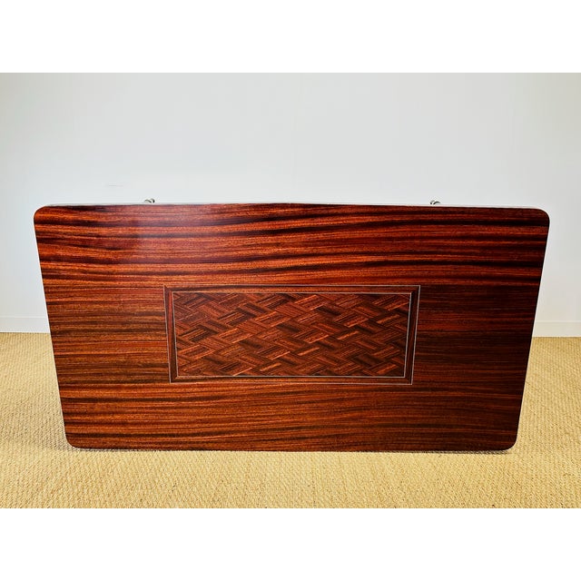 French Modern Dining Table in Marquetry Macassar Ebony, 1950s For Sale - Image 14 of 17