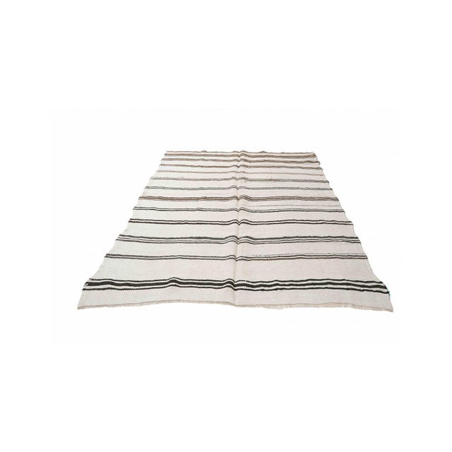Mid-Century Modern Striped Vintage Hemp Kilim Rug - 6`2" X 9`2" For Sale - Image 3 of 6