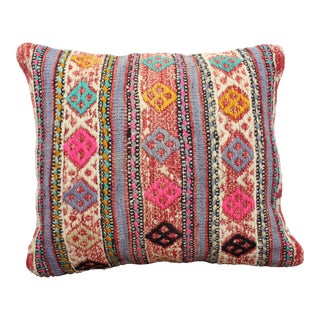 Colorful Turkish Kilim Decorative Pillow Cover - 13"x15" For Sale