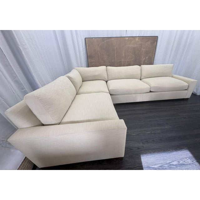 Rh Maxwell Left-Arm L-Sectional | Classic | Down | Perennials® Performance Textured Linen Weave – Dune For Sale - Image 15 of 18