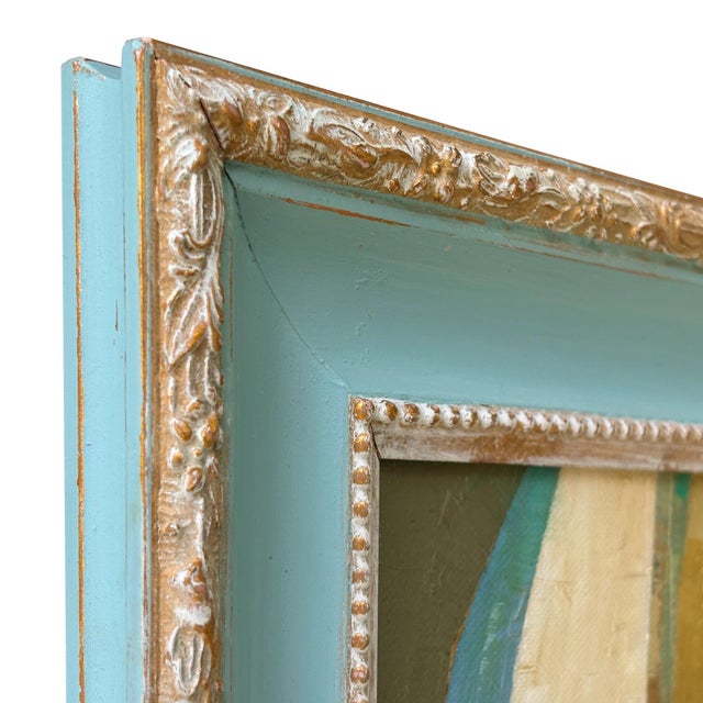 Contemporary Abstract Oil Painting in Vintage Painted Frame For Sale In New York - Image 6 of 6
