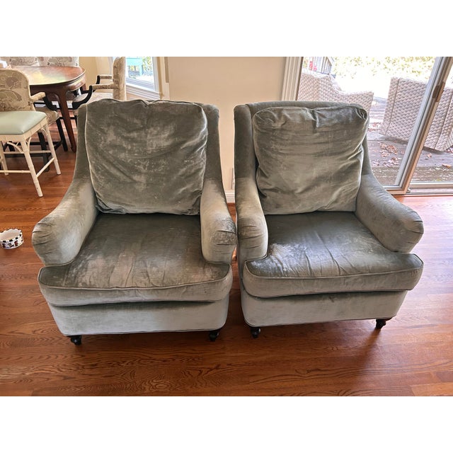 Dove Gray Pair of Century Furniture Club Chairs For Sale - Image 8 of 9
