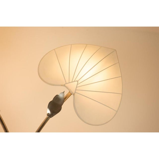 Metal Large Lamp in Silver-Plated Brass and Silk by Antonio Pavia, 1970s For Sale - Image 7 of 10