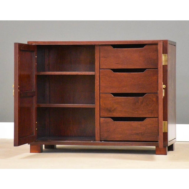 Brown 1970s Solid Mahogany and Brass Chest Credenza For Sale - Image 8 of 10