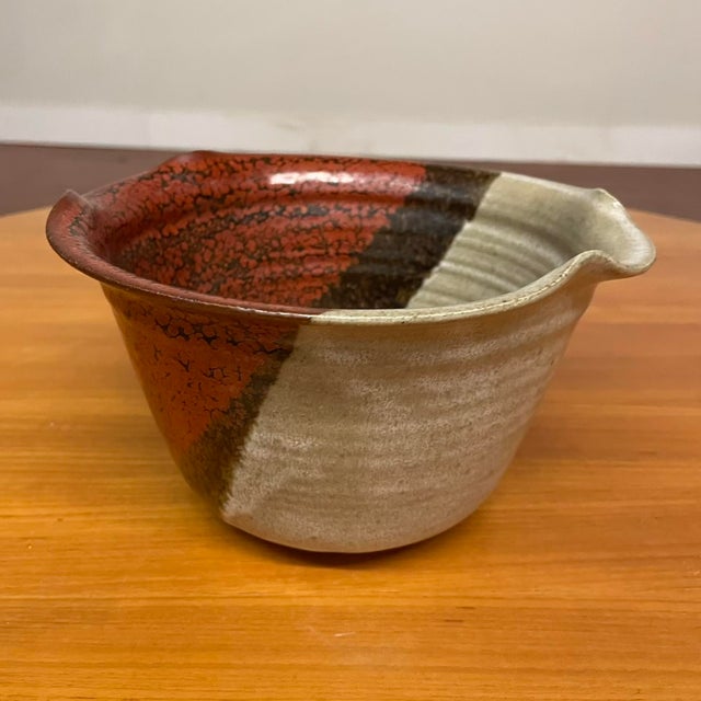 Mid-Century Modern Studio Pottery Mixing & Serving Bowl With Handle For Sale - Image 3 of 18