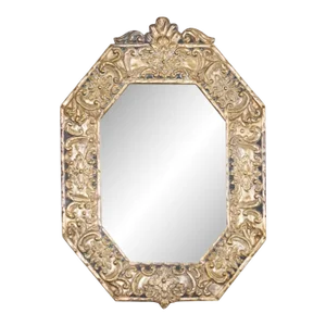 Anglo-Indian Silver Metal Clad Octagonal Mirror