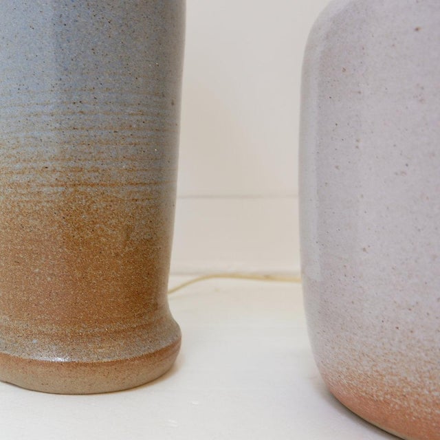 Blue Vintage Two-Tone Finish Ceramic Table Lamps, 1980s, Set of 2 For Sale - Image 8 of 12