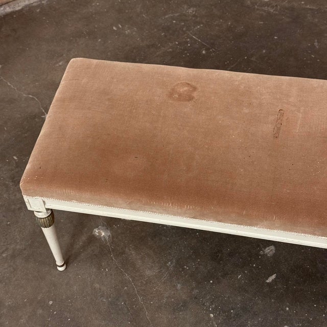Pair of Antique French Louis XVI Neoclassical Painted and Parcel Gilt Benches For Sale - Image 15 of 18