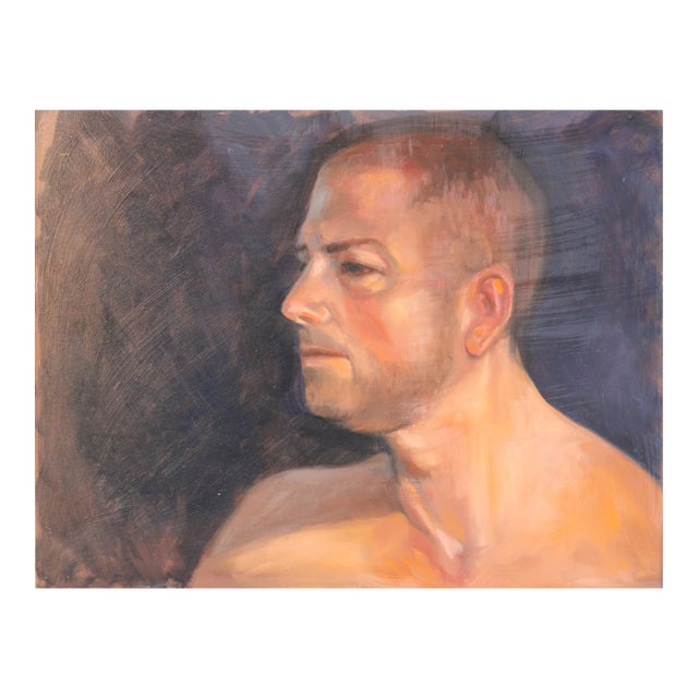 Portrait of Masculine Male Oil Painting Artist Kathi Colman, California For Sale
