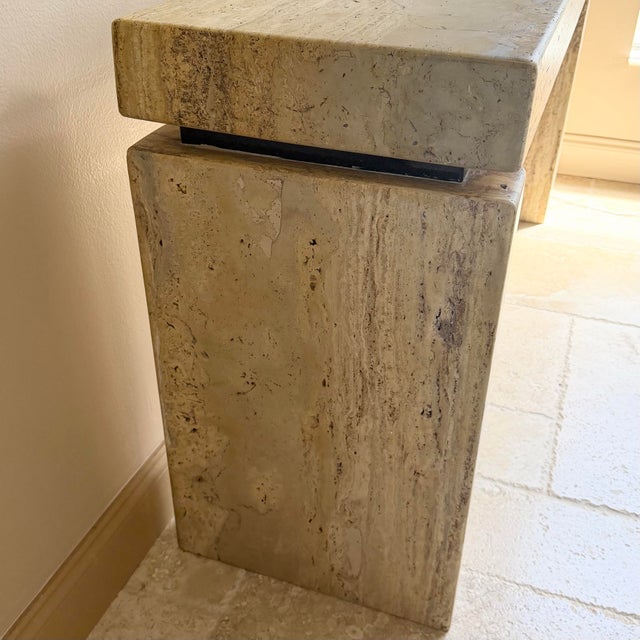 Mid 20th Century Vintage Italian Travertine Console Table For Sale - Image 5 of 11