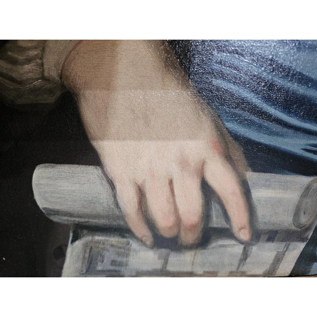 18th C Early Anglo- American Colonial Gentleman Portrait Oil Painting on Canvas For Sale - Image 10 of 11