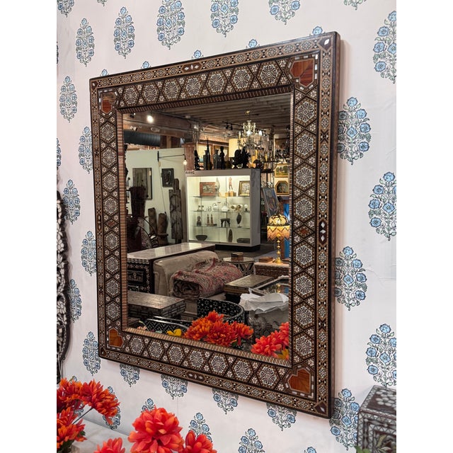 Expertly handcrafted in Damascus, Syria, this vintage mirror is a beautiful expression of the region's celebrated...