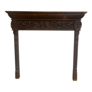 19th Century Oak Mantel With Ornate Carvings For Sale