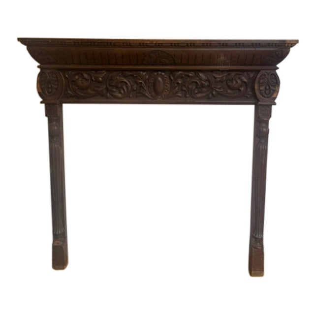 19th Century Oak Mantel With Ornate Carvings For Sale