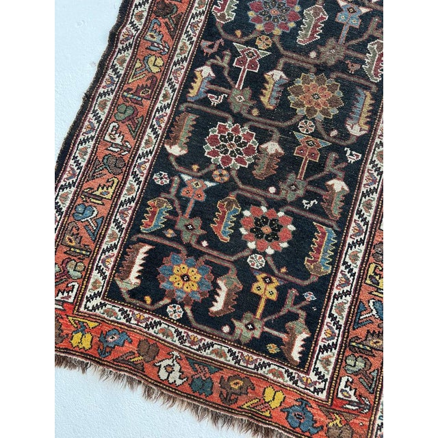 Antique Northwest Persian Runner Army, Sage, Lime Green with Terracotta & Lemon Rug 3.6 x 9.10 For Sale - Image 4 of 10