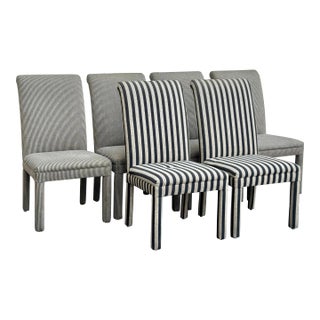 1980s Postmodern Upholstered Striped Dining Chairs - Set of 6 For Sale