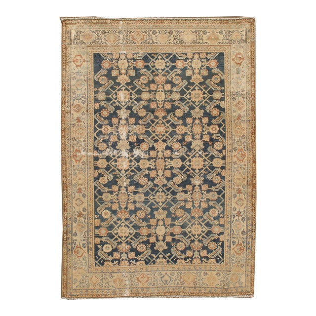 Antique Circa 1900 Slightly Distressed Malayer Area Rug 4ft 4in X 5ft 5in For Sale