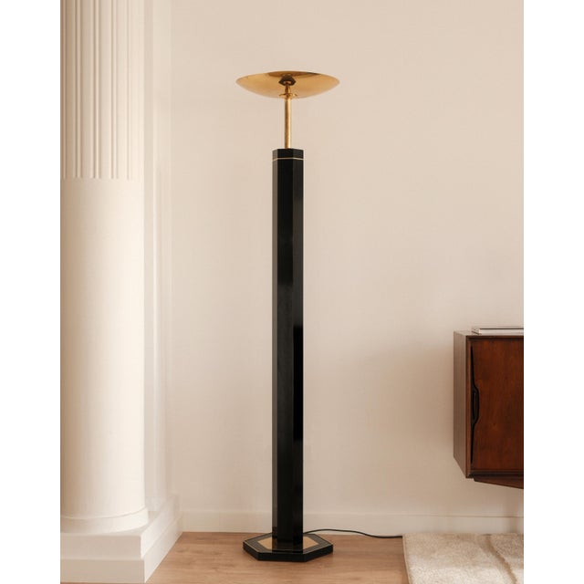 Hexagonal Floor Lamp in the style of Claude Dalle, 1980 For Sale - Image 6 of 6