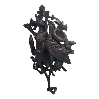 Carved Hunting Bas-Relief of a Fox and a Pheasant, 1920s For Sale