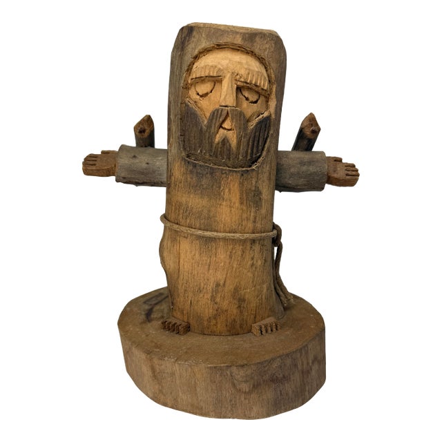 St. Francis Wood Carving by Ben Ortega 1979 New Mexico Southwestern Santa Fe Statue For Sale