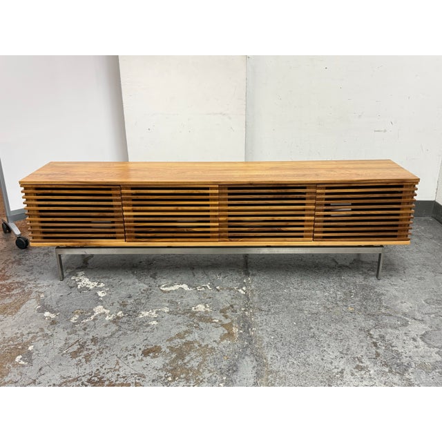 Mid-Century Modern Room & Board Coles Media Center, Walnut + Steel Base For Sale - Image 3 of 12