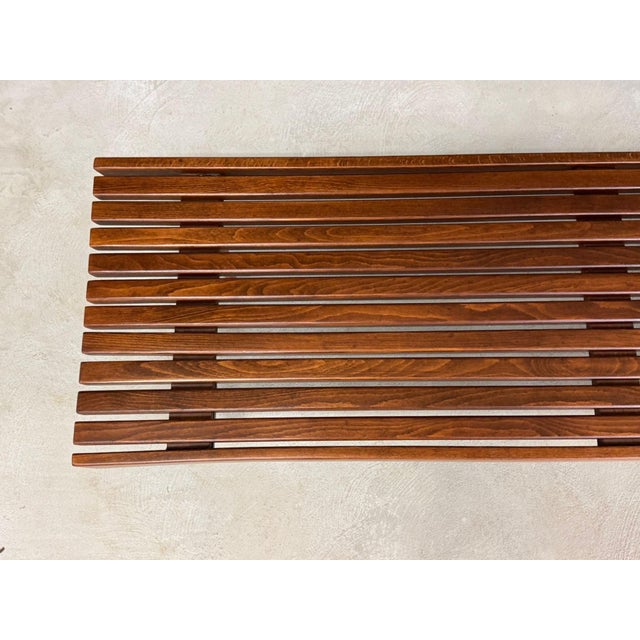 Mid-Century Modern 1960s Refinished Slatted Bench Coffee Table For Sale - Image 3 of 6