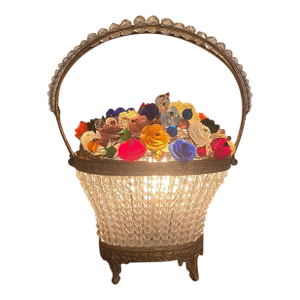 Czech Bride Basket Beaded Lamp With Flowers