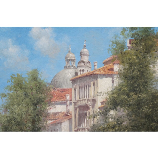 Russian Vasily Gribennikov Venice Italy Canal Cityscape Oil Painting 33" For Sale - Image 6 of 12