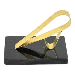 Modern Gold Brass Marble Desk Sculpture For Sale