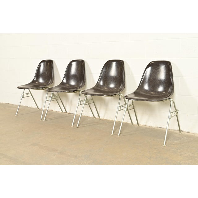 Charles & Ray Eames for Herman Miller DSS Seal Brown Stacking Shell Chairs | Pair For Sale - Image 13 of 17