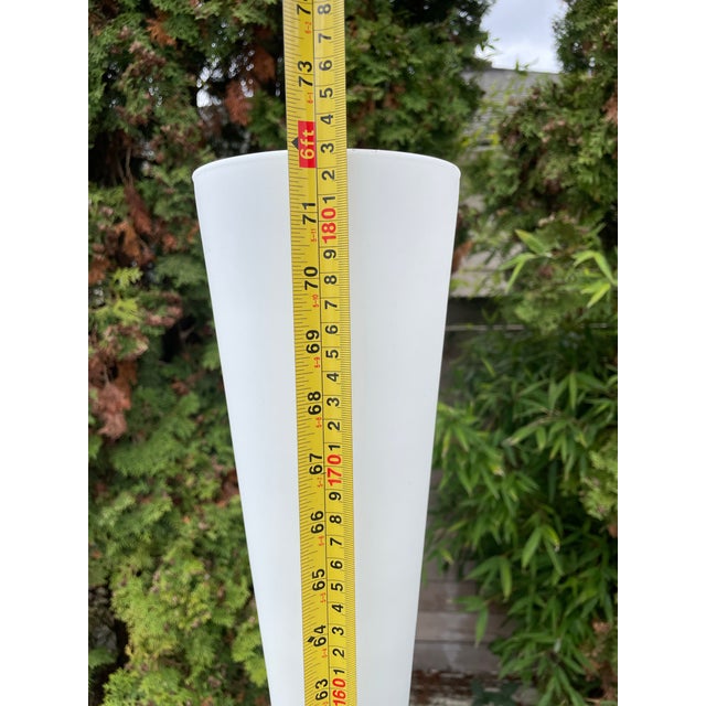 1980s Italian Postmodern Floor Lamp With Opaline Glass Shade — Minimalist Modern Torchère For Sale - Image 10 of 10